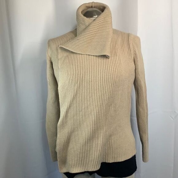 Banana Republic Step Hem Open Front Knit Cardigan-Almond, Sz Small, Wool Blend - Picture 2 of 10